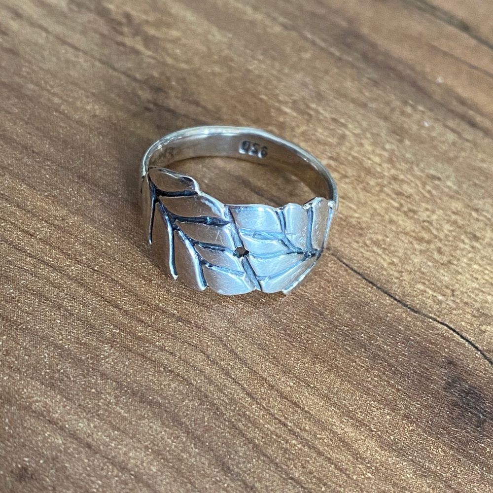 Sterling Silver 950 Peruvian Leaf Ring - image 5